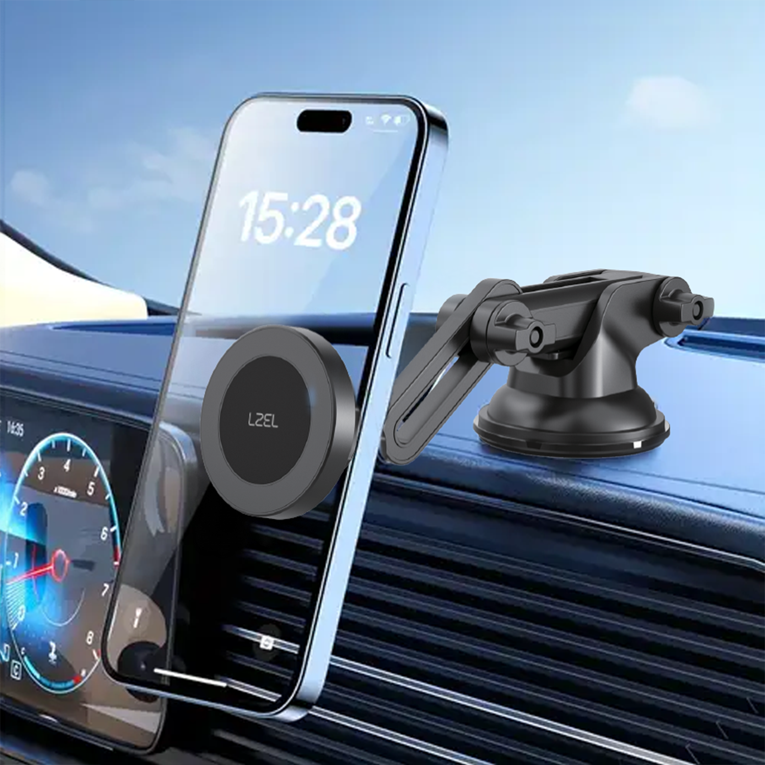 حامل هاتف للسيارة MagDrive Flex من ليزل مغناطيسي متوافق مع MagSafe|أسود حامل هاتف للسيارة MagDrive Flex من ليزل مغناطيسي متوافق مع MagSafe|أسود